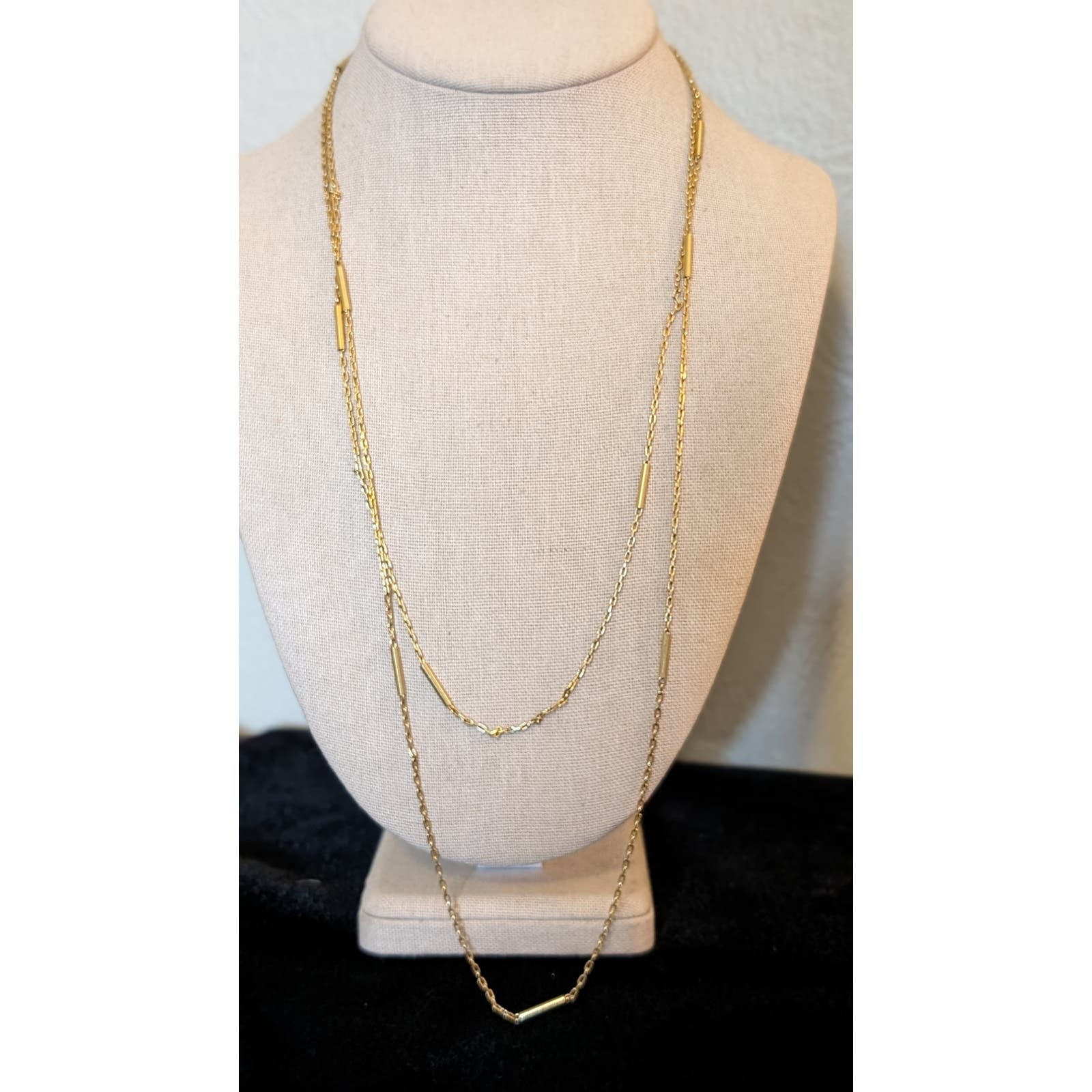 Vintage Vendome Gold Tone Bar Station Chain Link 56 Necklace 37$